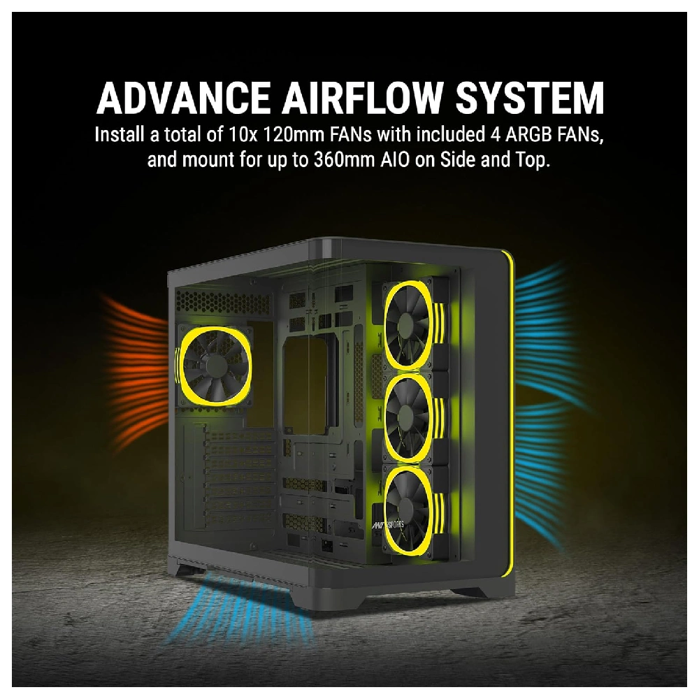 Ant Esports Gaming Cabinet Crystal ARC Black view 2